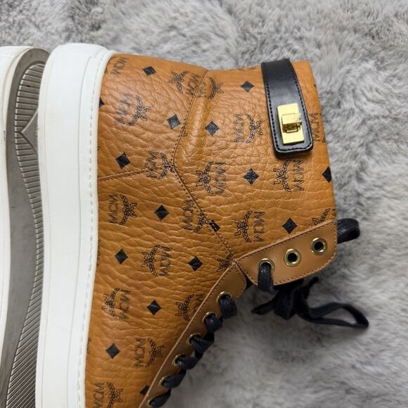 MCM High Top Brown Monogram Sneaker Men Size 43 Brown Leather Authentic main image 7
